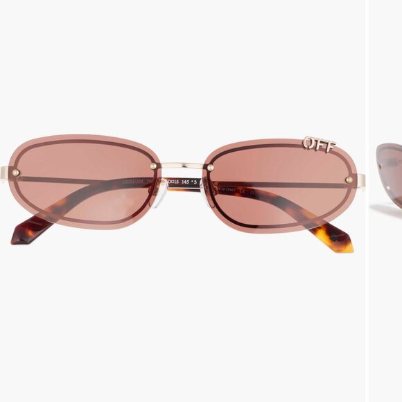 NEW OFF-WHITE OERI13M MIAMI 7664 SUNGLASSES UNISEX OVAL BROWN GOLD main image 12